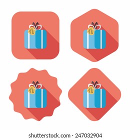 Valentine's Day present flat icon with long shadow,eps10