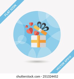Valentine's Day present flat icon with long shadow,eps10
