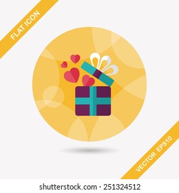 Valentine's Day present flat icon with long shadow,eps10