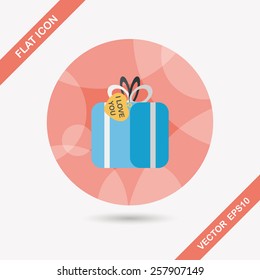 Valentine's Day present flat icon with long shadow,eps10