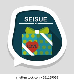 Valentine's Day present flat icon with long shadow,eps10