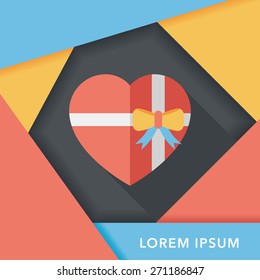 Valentine's Day present flat icon with long shadow,eps10
