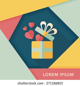 Valentine's Day present flat icon with long shadow,eps10