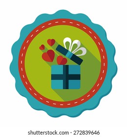 Valentine's Day present flat icon with long shadow,eps10