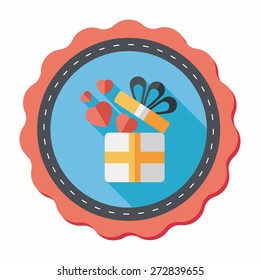 Valentine's Day present flat icon with long shadow,eps10