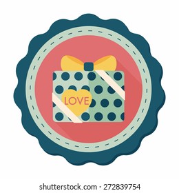 Valentine's Day present flat icon with long shadow,eps10