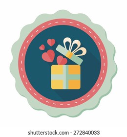 Valentine's Day present flat icon with long shadow,eps10