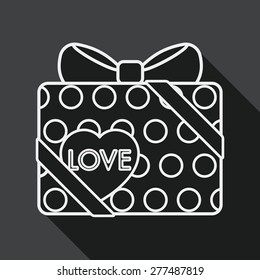 Valentine's Day present flat icon with long shadow, line icon
