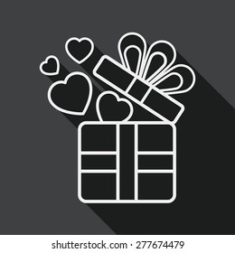 Valentine's Day present flat icon with long shadow, line icon