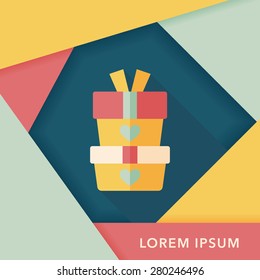 Valentine's Day present flat icon with long shadow,eps10