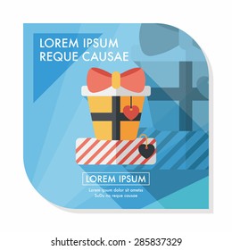 Valentine's Day present flat icon with long shadow,eps10