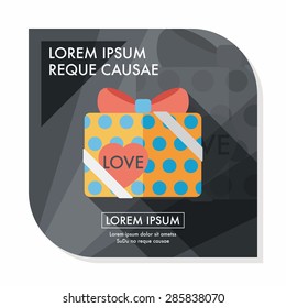 Valentine's Day present flat icon with long shadow,eps10