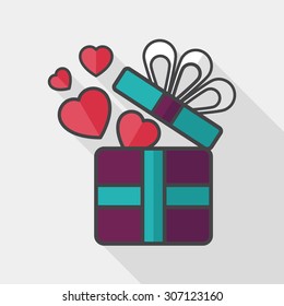 Valentine's Day present flat icon with long shadow,eps10