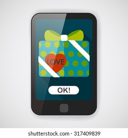 Valentine's Day present flat icon with long shadow,eps10