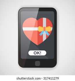 Valentine's Day present flat icon with long shadow,eps10