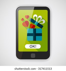 Valentine's Day present flat icon with long shadow,eps10