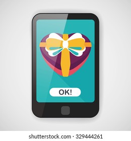 Valentine's Day present flat icon with long shadow,eps10