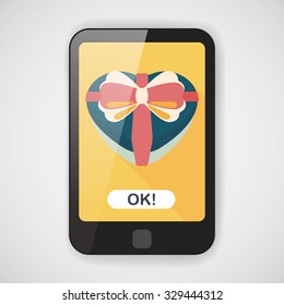 Valentine's Day present flat icon with long shadow,eps10