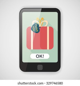 Valentine's Day present flat icon with long shadow,eps10