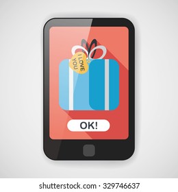 Valentine's Day present flat icon with long shadow,eps10