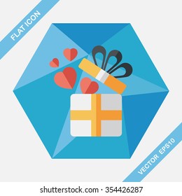 Valentine's Day present flat icon with long shadow,eps10