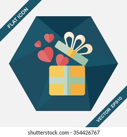 Valentine's Day present flat icon with long shadow,eps10