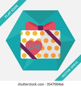 Valentine's Day present flat icon with long shadow,eps10