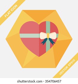 Valentine's Day present flat icon with long shadow,eps10