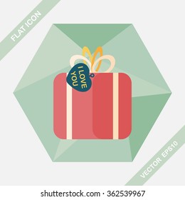 Valentine's Day present flat icon with long shadow,eps10