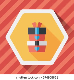 Valentine's Day present flat icon with long shadow,eps10