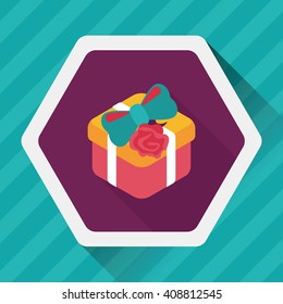 Valentine's Day present flat icon with long shadow,eps10