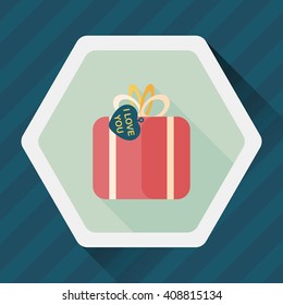 Valentine's Day present flat icon with long shadow,eps10