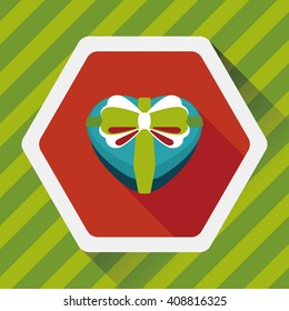 Valentine's Day present flat icon with long shadow,eps10