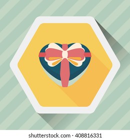 Valentine's Day present flat icon with long shadow,eps10