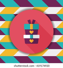 Valentine's Day present flat icon with long shadow,eps10