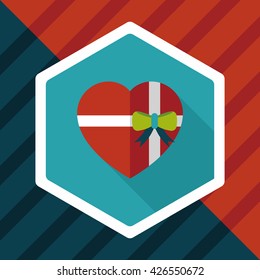 Valentine's Day present flat icon with long shadow,eps10