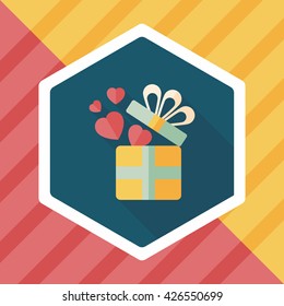 Valentine's Day present flat icon with long shadow,eps10