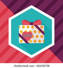 Valentine's Day present flat icon with long shadow,eps10