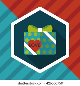 Valentine's Day present flat icon with long shadow,eps10