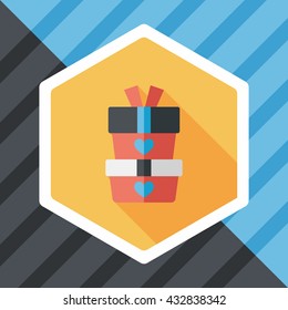 Valentine's Day present flat icon with long shadow,eps10