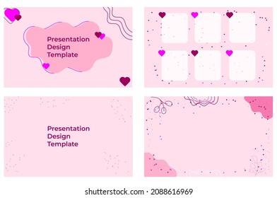 Diseño de presentaciones de San Valentín. Plantilla multipropósito para diapositiva de presentación, portada de folleto, informe. Plantilla vectorial para presentación.