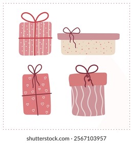 Valentine's Day presents set. vector illustration