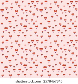 Valentine's Day, Pride Month, seamless vector pattern with hearts in the color of the lesbian flag, lgbtq+