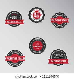 Valentine's Day promotion. Notice of discounts, price tags sale Valentine's DaySet logo, sets, badges, stickers for Valentine's Day promotion. Notice of discounts 