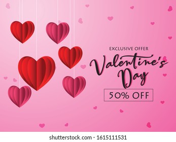 Valentine's Day Promotional Sale Banner Design. Happy Valentine's Day.