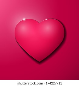 Valentines Day purple heart card with shadow
