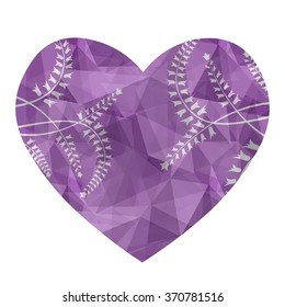 Valentine's day with purple heart on white background and love nature.