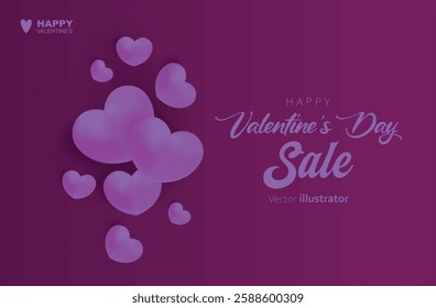 Valentine's day purple heart shape design. Templates for social media posts backgrounds, cover, poster, banners, marketing, sales promotion copy space vector illustration background