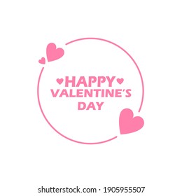 Valentine's Day. Quote. Badge. Calligraphy. Vector flat illustration. Pink colored badge on white background.