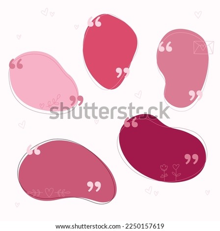 valentines day quote bubble citation set of forms frames for quotation slogan quoting in vector shapes love pink heart  festive saying wishes pattern element love letter theme february 14th